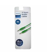 Philips 3.5mm Audio/Video AUX Cable 3ft Green Compatible All Brands - $15.10 CAD