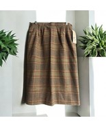 VintagePendleton Wool Tan Plaid Lined Midi Skirt Size 12 Made In USA *read - $30.52 CAD