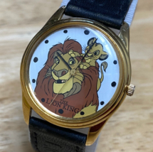 VTG Timex Disney Lion King Quartz Watch Men Gold Tone Leather Band New B... - $28.49
