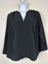Ava &amp; Viv Womens Plus Size 2X Black Dot V-neck Popover Top Long Sleeve - $17.99