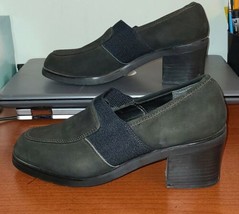 9EE Wide Cloud Walkers Women&#39;s Black Suede Shoes 2.5 inch Block Heel - $22.09