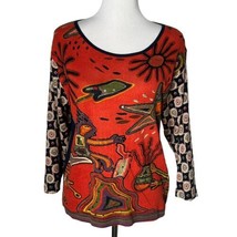 Jane Ashley Tribal Art To Wear Blouse Beaded Embroidered Top Women&#39;s Size XL - £21.80 GBP