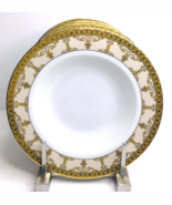 4 Soup Bowls Plates Gold Rim 8.5” Peachy Palate &amp; Plate BF-2012P New - $66.27 CAD