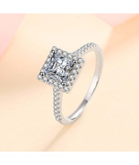GRA Certified Princess Cut Pave Halo 1ct Moissanite S925 Engagement Ring - $149.00