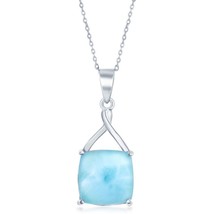 Sterling Silver Four-Prong Square Larimar Pendant - £49.51 GBP
