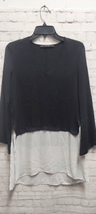 Zara Basic Collection Pullover Blouse Black White Womens Flowy Shirttail S - £5.56 GBP