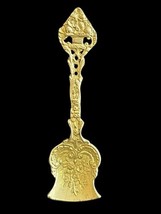 Vintage Gold Tone Sugar Shovel Scoop Spoons Floral Bouquet Marked Italy 4.5in - $22.42