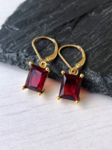 925 Sterling Silver Natural Certified Handmade 6Ct Garnet stone Antique Earrings - £33.15 GBP