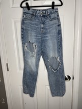 AMERICAN EAGLE Curvy Mom Jeans Acid Washed Distressed Size 6 - $19.99