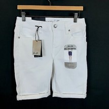 NWT Womens Size 4 Seven7 White Roll Cuff Bermuda Jean Stretch Denim Shorts - £16.92 GBP