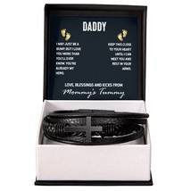 Daddy I May Just be a Bump Men&#39;s Cross Bracelet - Vegan Leather with Stainless  - £34.14 GBP+