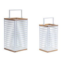 Metal Box Lantern with Natural Wood Accents (Set of 2) - $231.74 CAD