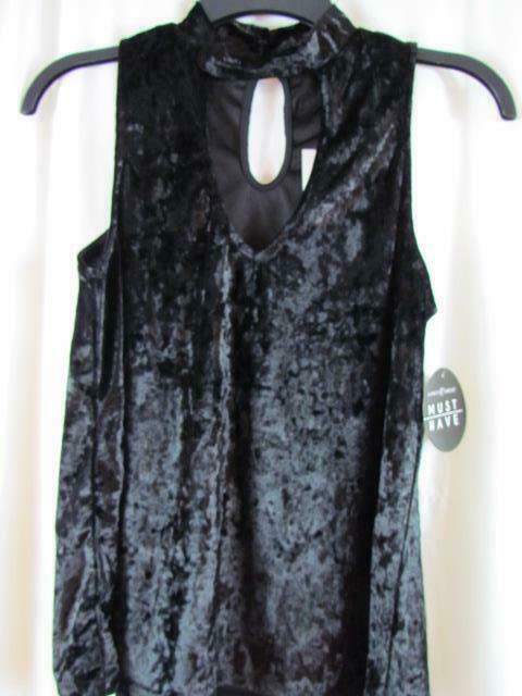 NWT Crave Fame Almost Famous Black Sleeveless Velour Choker Neck Jr Sz M... - $5.69