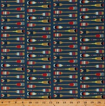 Cotton Oars Boat Paddles Nautical Beach Cotton Fabric Print by the Yard D372.38 - £11.02 GBP