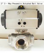 Free shipping NPT 2&quot; 3 Way Pneumatic Actuated Ball Valve Double acting new - $352.45 CAD