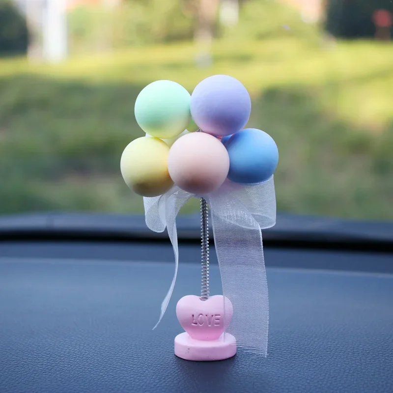 Car Ornaments Nodding Balloon Car Dashboard Decor Spring Shaking Head Toys - £10.01 GBP+