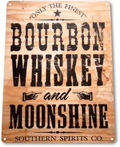 Bourbon Whiskey Moonshine Retro White Wall Decor Bar Man Cave Metal Tin Sign New - £9.55 GBP