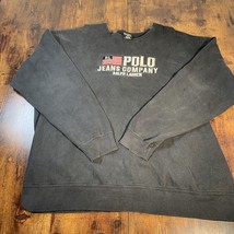 Vintage Polo Jeans Company Ralph Lauren Sweatshirt Mens XL BLK Fleece Fl... - $24.74