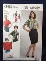 Simplicity K8452 1950s Vintage Shirt Womens size S M L Pattern - $9.89