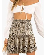 Alelly Skirt Mini Size L Ruffle Animal Print Swing Beach  - £9.34 GBP