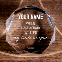 Psalm 56:3 I Will Put My Trust in You Octagonal Crystal Puck Personalize... - £50.74 GBP