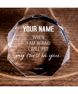 Psalm 56:3 I Will Put My Trust in You Octagonal Crystal Puck Personalize... - £50.80 GBP
