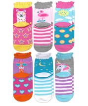 Jefferies Socks Girls Fashion Novelty Pattern Rainbow Unicorn Stripe Crew 6PK - £13.36 GBP