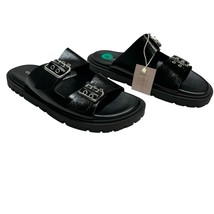 Christian Di Riccio Sandal Womens 8 Black Leather Adjustable Double Buck... - $23.64
