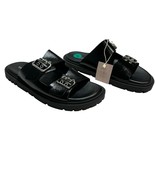 Christian Di Riccio Sandal Womens 8 Black Leather Adjustable Double Buck... - $33.20 CAD