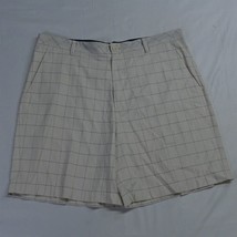 Ashworth 38 x 8&quot; Off White Windowpane Golf Dress Chino Shorts - $19.99