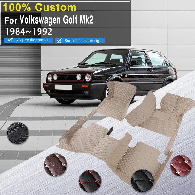Car Carpet Floor Mats For Volkswagen Golf Mk2 19E 1984~1992 2door Leather - £40.51 GBP+