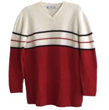 MARSH LANDING Pullover Sweater Mens Size L VTG 80s V-neck 100% Cotton Na... - £23.16 GBP