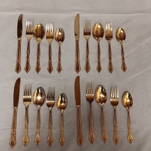 Stanley Roberts Gold Auberge 4 -5 Piece Place Settings 20 Pcs Stainless Steel - £34.51 GBP