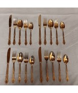 Stanley Roberts Gold Auberge 4 -5 Piece Place Settings 20 Pcs Stainless ... - £33.77 GBP