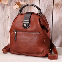 Handmade Retro Leather Bagpack Women Travel Backpack 2022 New Leisure First Laye - £169.72 GBP