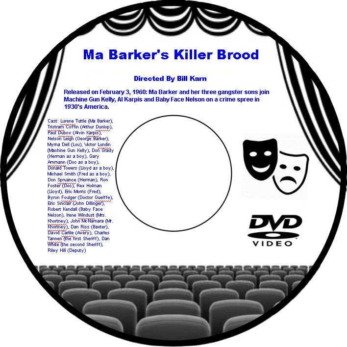 Ma Barker's Killer Brood 1960 DVD Film Gangster Film Lurene Tuttle Tristram Coff
