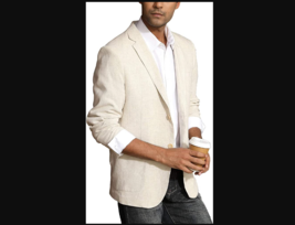 Perry Ellis Tan Natural Linen Stripe Sportcoat Jacket Size XL $185 - £43.45 GBP