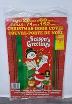 VTG Vinyl Christmas Door Cover &quot;Season&#39;s Greetings&quot; 28&quot; x 60&quot; Santa Frosty Piano - £5.70 GBP