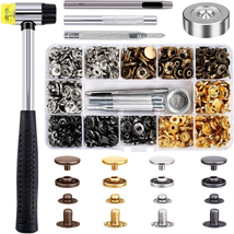 MMOBIEL 120 Pcs Snap Button Kit Snaps Fastener Stainless Steel 4 Colors for Jean - £19.97 GBP