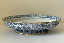 Antique Royal Worcester Blue Floral Gold Rim Footed Vegetable Bowl - £61.54 GBP
