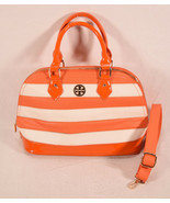 Tory Burch Womens Leather Carry On Bag Orange Ivory - $135.82 CAD