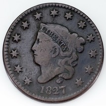 1827 Grand Cents Très Bon VG État, Tout Marron Couleur - $150.39 CAD