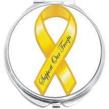 Support Our Troops Yellow Ribbon Compact with Mirrors - for Pocket or Purse - £9.40 GBP