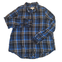 Lucky Brand Shirt Womens LG  Blue Plaid Long Sleeve Flannel Button Up - $16.29