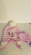 Disney Frozen Pink Anna &amp; Elsa Hat &amp; Mittens Todder Size 2T New - $9.99