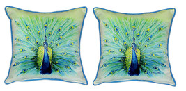 Pair of Betsy Drake Peacock Large Pillows 18 Inch x 18 Inch - £71.21 GBP