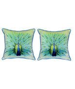 Pair of Betsy Drake Peacock Large Pillows 18 Inch x 18 Inch - £70.39 GBP