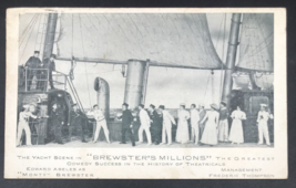 1908 Brewster&#39;s Millions Yacht Scene Comedy Play Postcard Duplex #4 Cancel - £14.06 GBP
