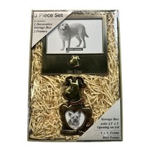 Dog Picture Frames and Green Bones Storage Box Mans Best Friend Set Puppy Lover - £20.02 GBP