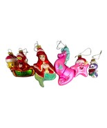 VTG Disney Little Mermaid Ariel &amp; Friends Blown Glass Ornament Set of 6 ... - £69.92 GBP